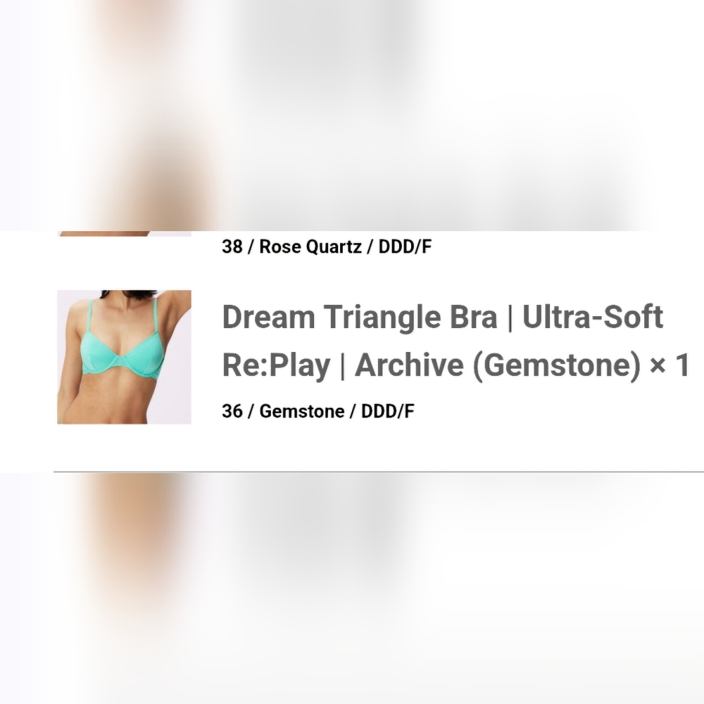 NWT Parade Dream Triangle Bra, Aqua, 36DDD/F